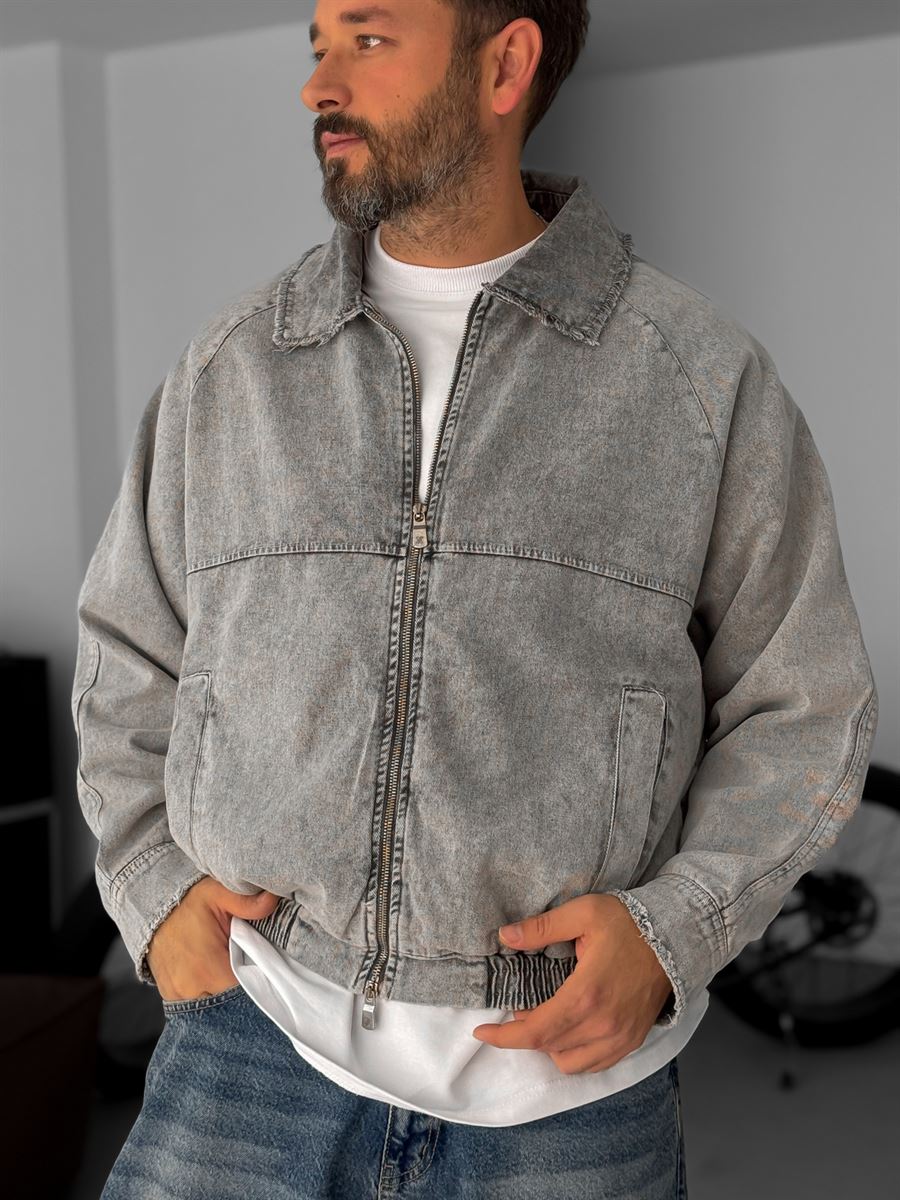 Cut-Away Collar Zipped Jacket