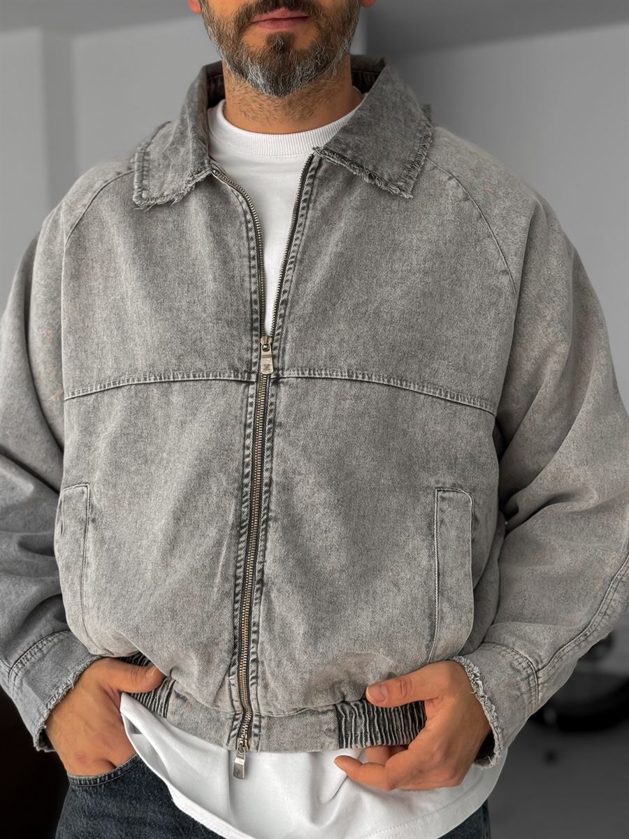 Cut-Away Collar Zipped Jacket