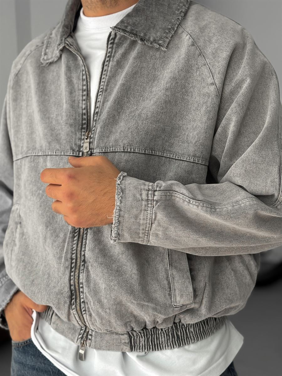 Cut-Away Collar Zipped Jacket