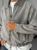 Cut-Away Collar Zipped Jacket