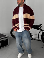 Striped Zipped Knitted Cardigan
