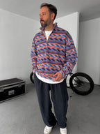 Geometric Patterned Polar Fleece Sweatshirt