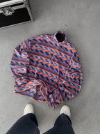 Geometric Patterned Polar Fleece Sweatshirt
