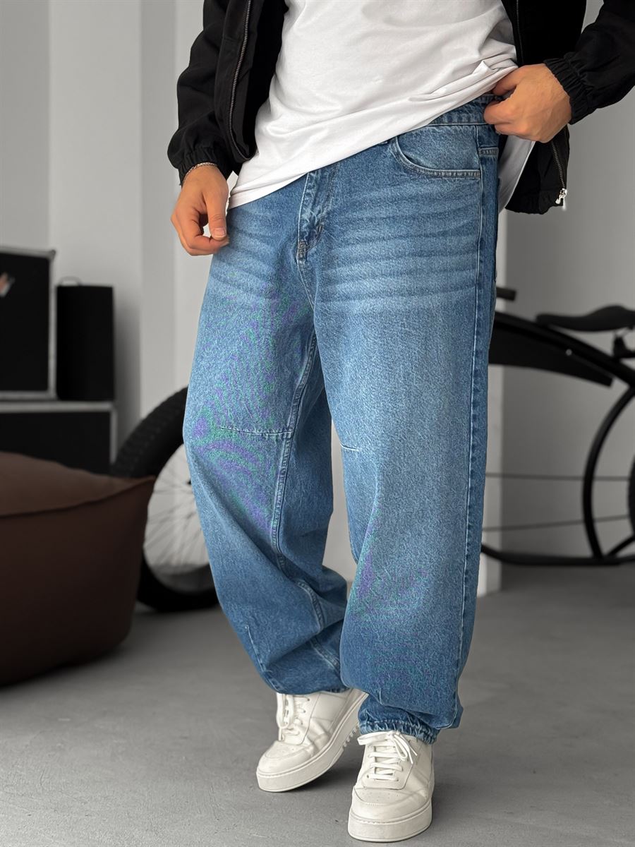 Washed Baggy Jean with Stitching