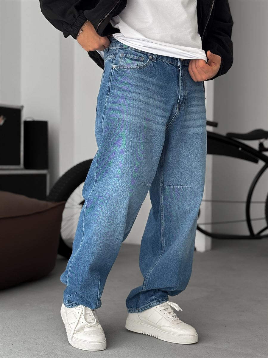 Washed Baggy Jean with Stitching
