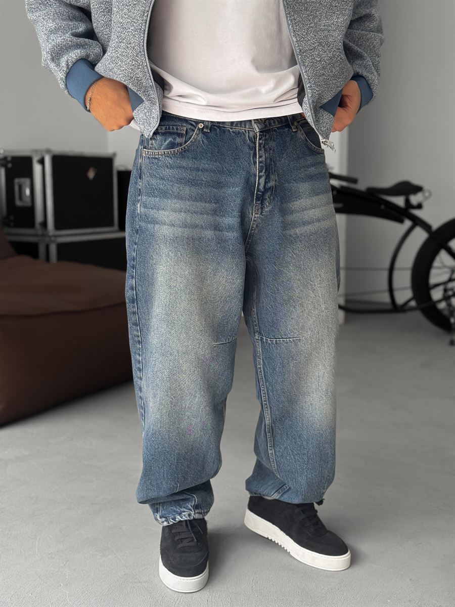 Washed Baggy Jean with Stitching