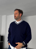 V-Neck Knitwear Sweatshirt