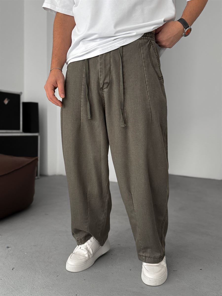 Loose Fit Washed Stitched Pants