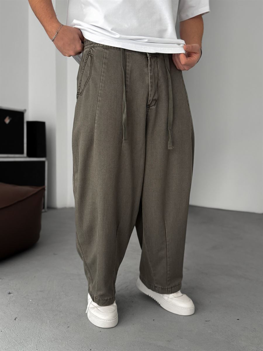 Loose Fit Washed Stitched Pants