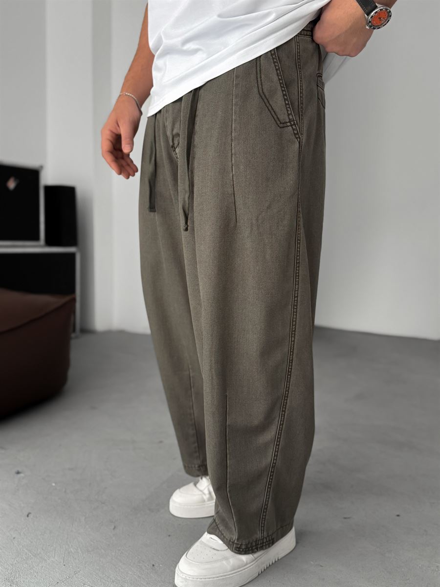 Loose Fit Washed Stitched Pants