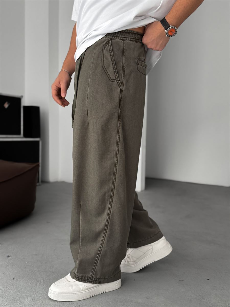 Loose Fit Washed Stitched Pants