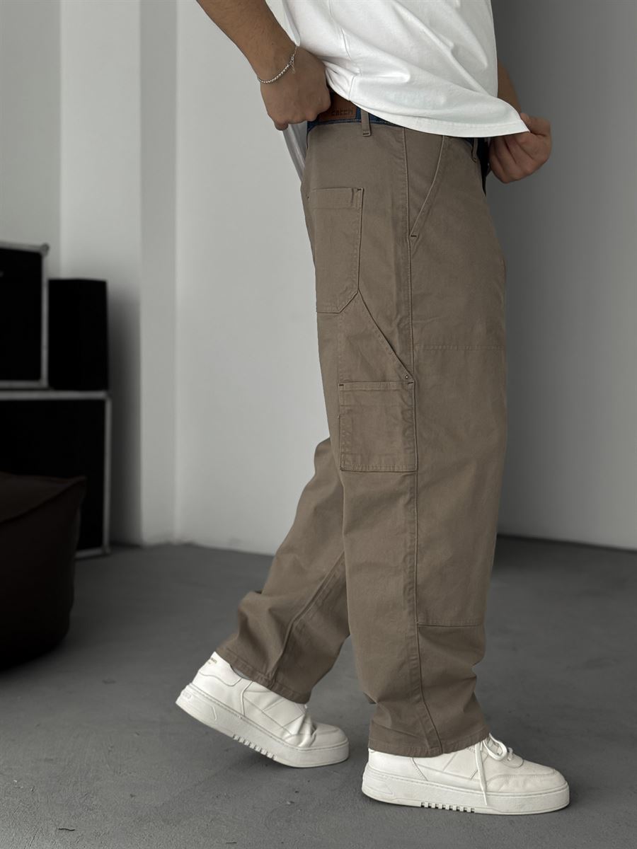 Gabardine Pants with Denim Details