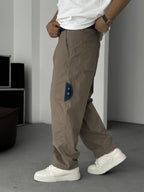 Gabardine Pants with Denim Details