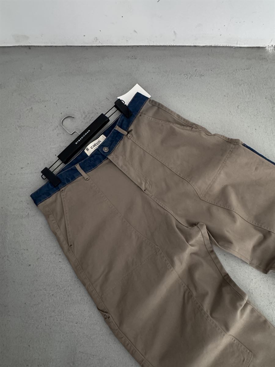 Gabardine Pants with Denim Details