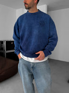 Back Embroidered Washed Sweatshirt