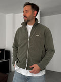 Ribbed C-Embroidered Zipped Sweatshirt