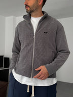 Ribbed C-Embroidered Zipped Sweatshirt