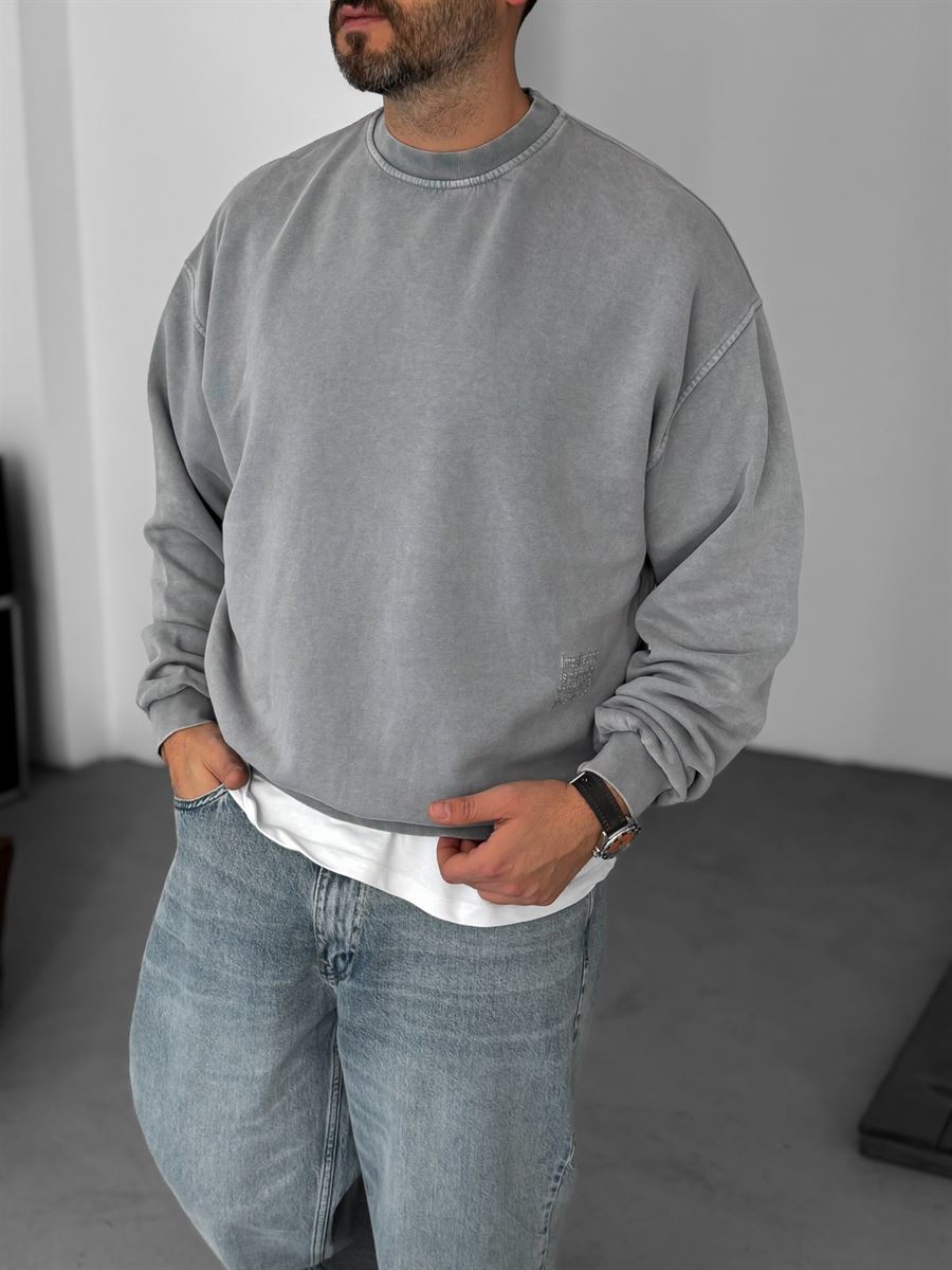 Text Embroidered Sweatshirt