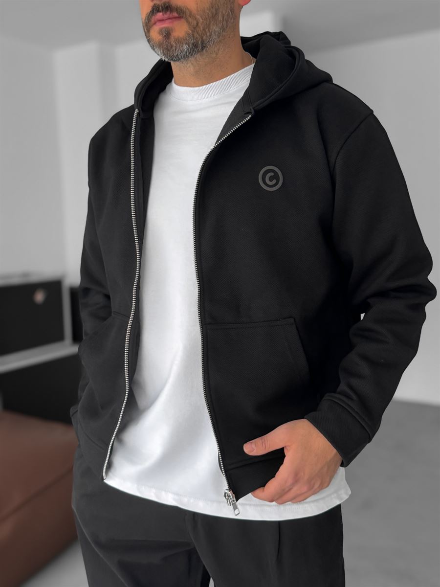 Back Embossed Zipped Sweatshirt