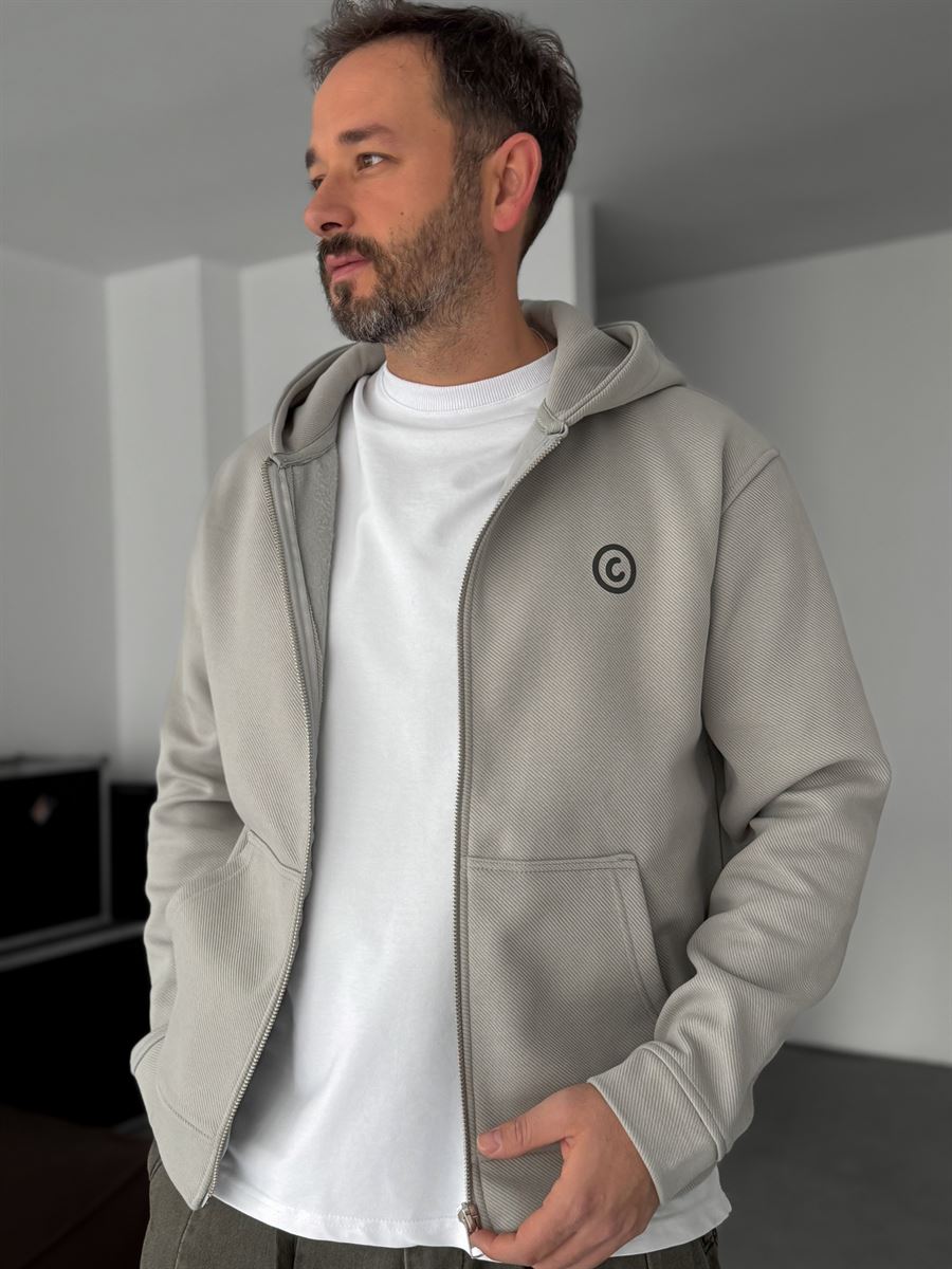 Back Embossed Zipped Sweatshirt