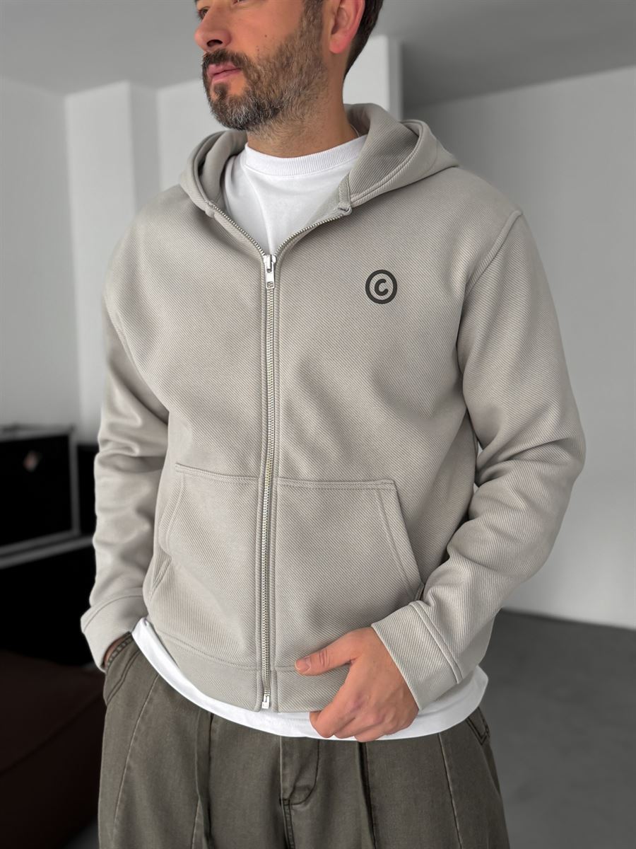 Back Embossed Zipped Sweatshirt