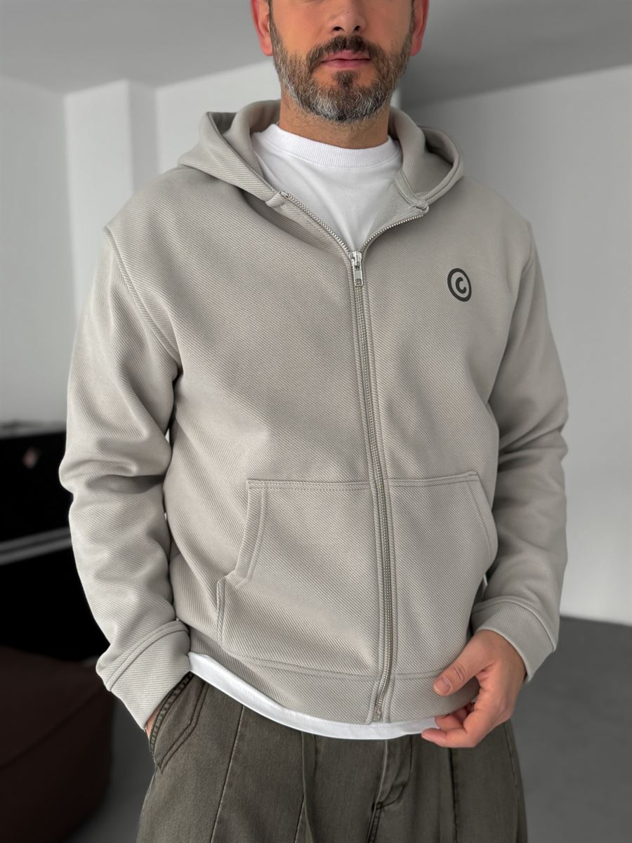 Back Embossed Zipped Sweatshirt