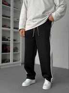 Black Buttoned Scuba Baggy Sweatpants JJ-144