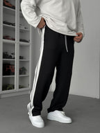 Black Buttoned Scuba Baggy Sweatpants JJ-144