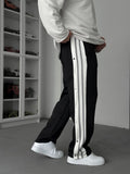Black Buttoned Scuba Baggy Sweatpants JJ-144