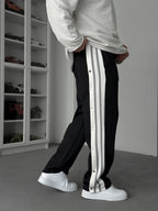 Black Buttoned Scuba Baggy Sweatpants JJ-144