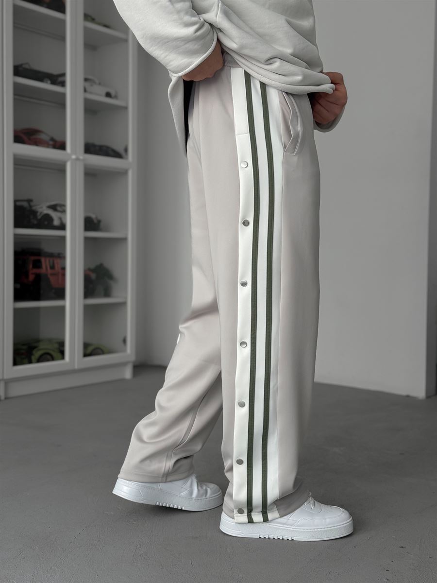 Grey Buttoned Scuba Baggy Sweatpants JJ-144