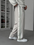Grey Buttoned Scuba Baggy Sweatpants JJ-144