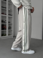Grey Buttoned Scuba Baggy Sweatpants JJ-144