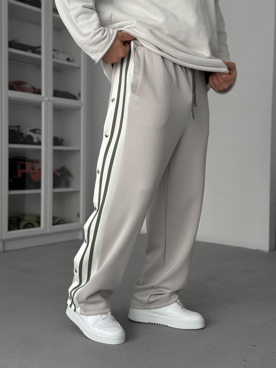 Grey Buttoned Scuba Baggy Sweatpants JJ-144