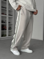 Grey Buttoned Scuba Baggy Sweatpants JJ-144