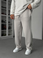 Grey Buttoned Scuba Baggy Sweatpants JJ-144