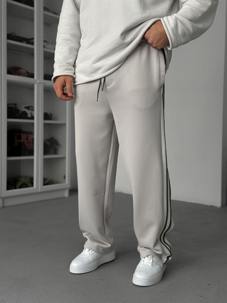 Grey Buttoned Scuba Baggy Sweatpants JJ-144