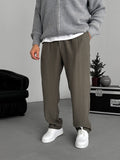 Khaki Pleated Tencel Fabric Baggy Pants KE-1300