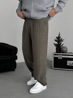 Khaki Pleated Tencel Fabric Baggy Pants KE-1300