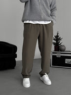Khaki Pleated Tencel Fabric Baggy Pants KE-1300