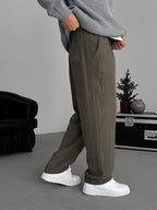 Khaki Pleated Tencel Fabric Baggy Pants KE-1300