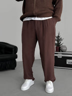 Coffee Pleated Tencel Fabric Baggy Pants KE-1300