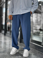 Navy Blue Pleated Tencel Fabric Baggy Pants KE-1300