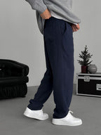 Dark Navy Pleated Tencel Fabric Baggy Pants KE-1300