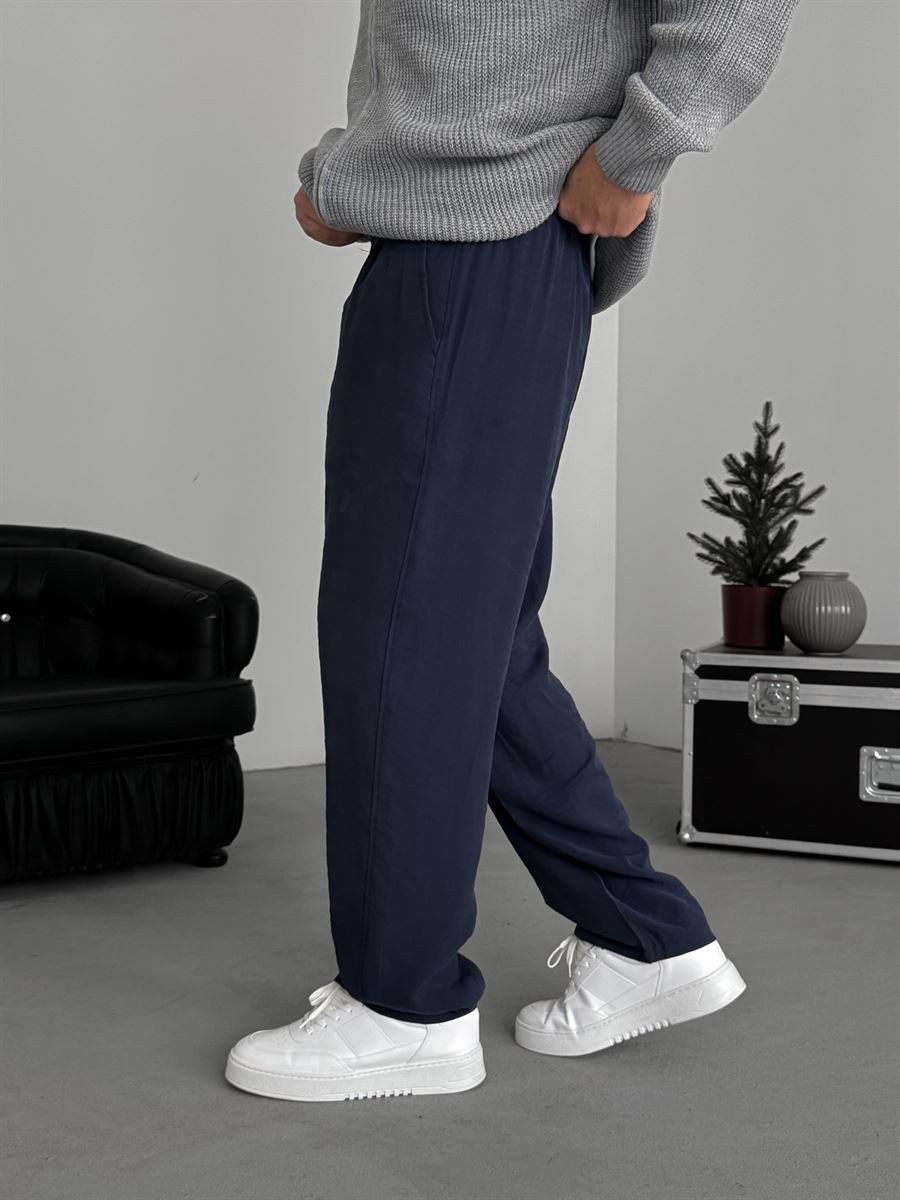 Dark Navy Pleated Tencel Fabric Baggy Pants KE-1300