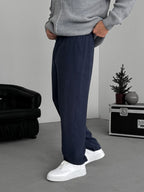 Dark Navy Pleated Tencel Fabric Baggy Pants KE-1300