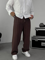 Coffee Tencel Fabric Slim Baggy Pants KE-1200