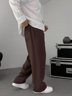Coffee Tencel Fabric Slim Baggy Pants KE-1200