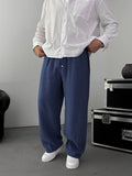 Navy Blue Tencel Fabric Slim Baggy Pants KE-1200