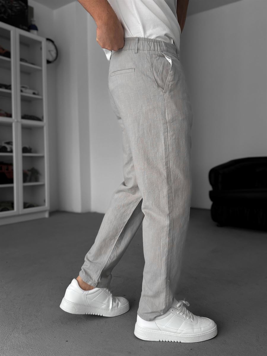 Grey Linen Textured Regular Fit Trousers TW-1009